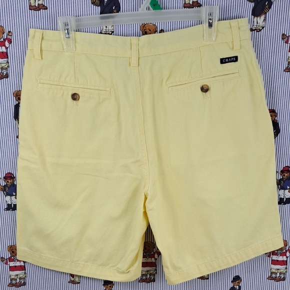 Chaps Ralph Lauren flat front yellow casual preppy summer Cotton shorts SZ 34 - Picture 1 of 7